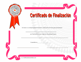 Document preview: Certificado De Finalizacion - Red (Spanish)