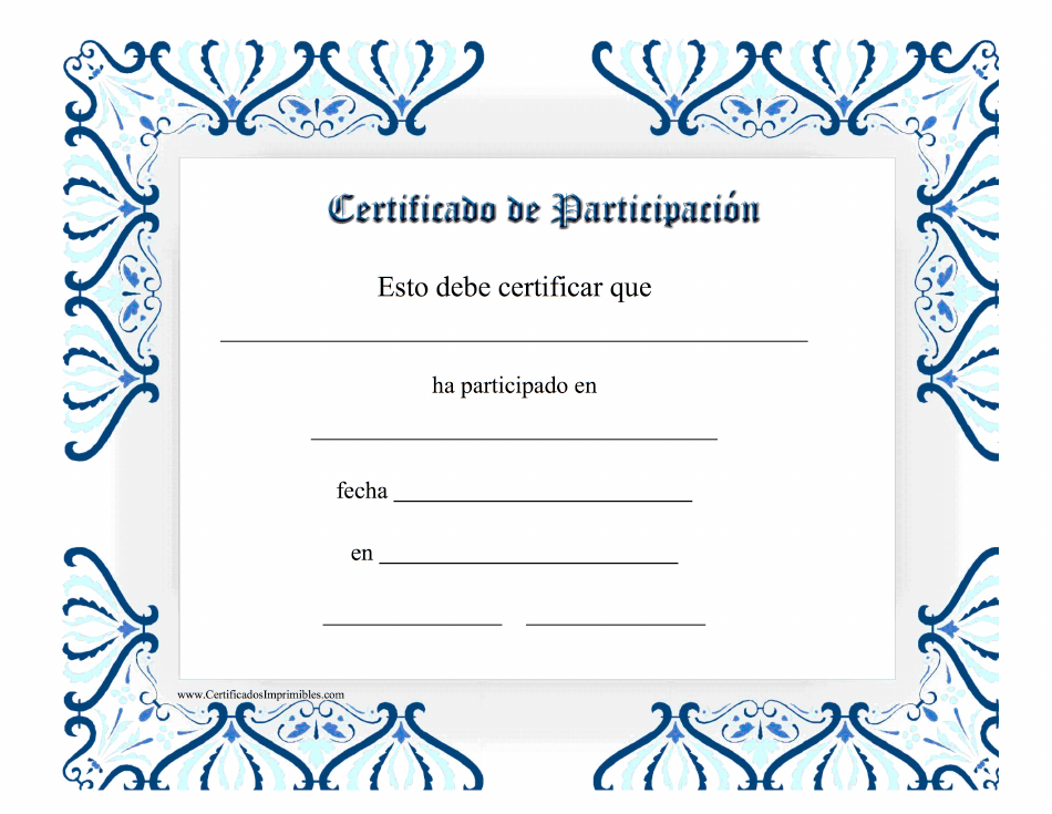 Certificado De Participacion Download Printable PDF (Spanish) |  Templateroller
