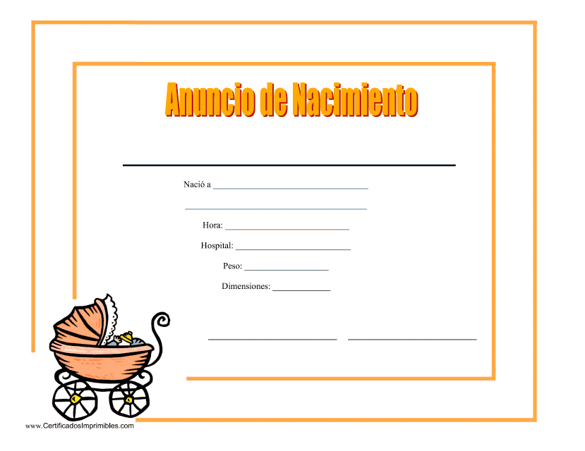 Anuncio De Nacimiento Certificado - Naranja - Spain (Spanish)