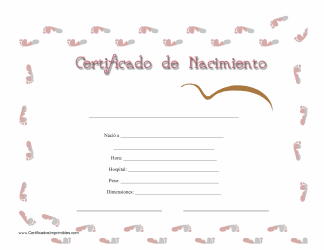 Document preview: Certificado De Nacimiento - Huellas - Spain (Spanish)