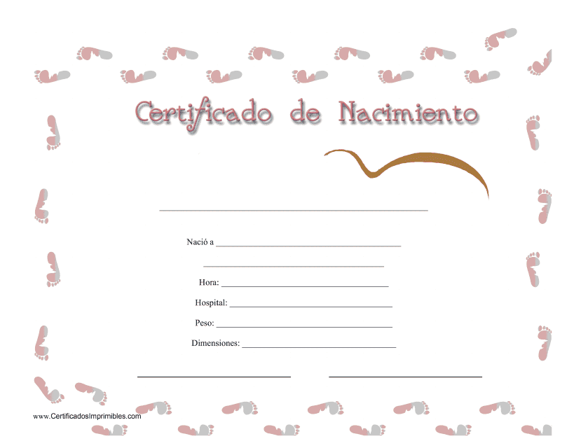 Certificado De Nacimiento - Huellas - Spain (Spanish) Download Pdf