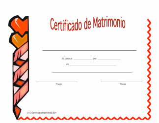 Document preview: Certificado De Matrimonio - Rojo - Spain (Spanish)