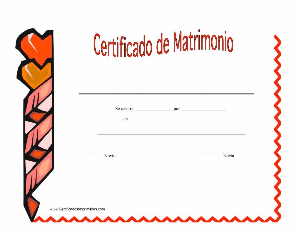 Template de Certificado de Matrimonio Rojo en España