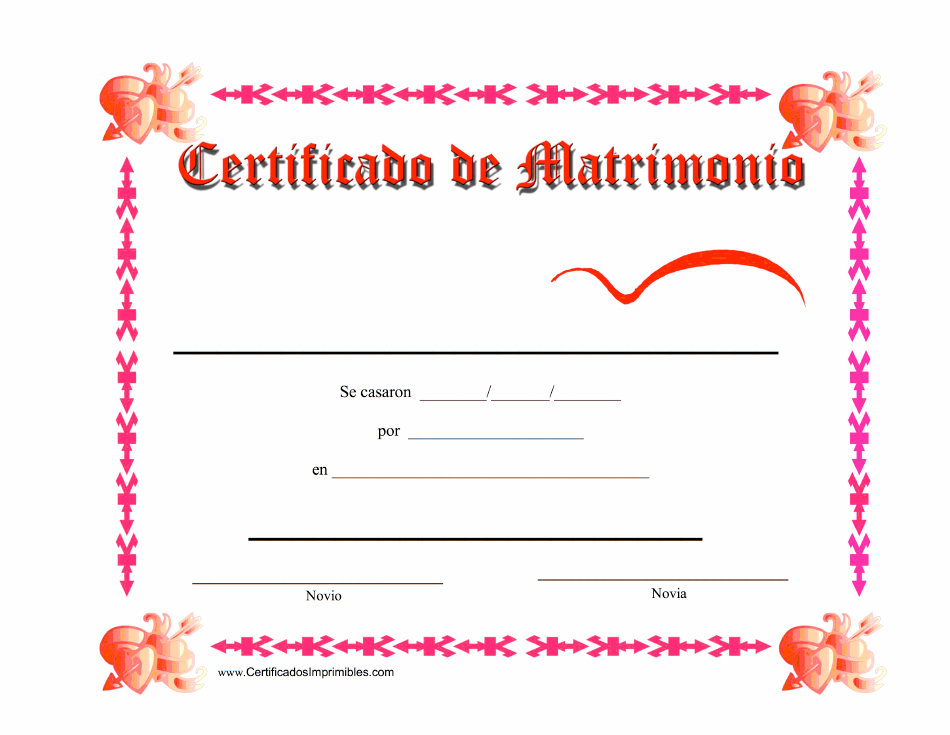 Spain Certificado De Matrimonio - Color De Rosa Download Printable PDF ...