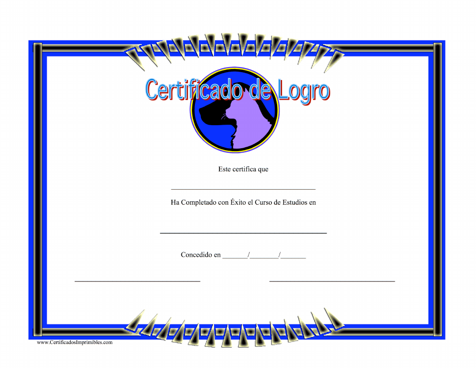 Certificado De Logro - Animals - Spain (Spanish), Page 1