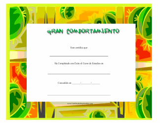 &quot;Gran Comportamiento Certificado&quot; - Spain (Spanish)