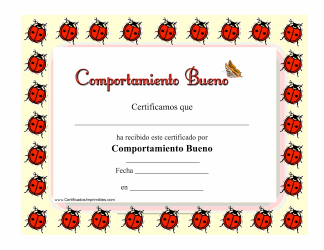 Document preview: Comportamiento Bueno Certificado - Ladybug - Spain (Spanish)