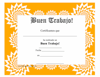 Document preview: Buen Trabajo Certificado - Naranja - Spain (Spanish)