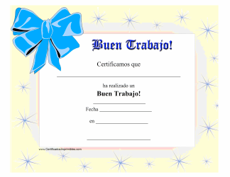 &quot;Good Job Certificate Template&quot; (Puerto Rican Spanish)