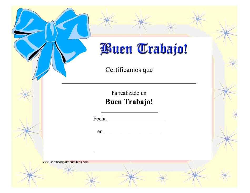 Good Job Certificate Template (Puerto Rican Spanish)