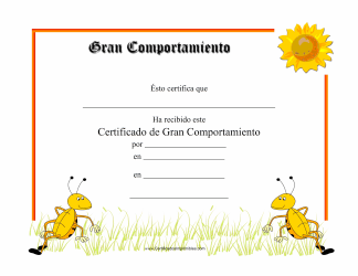 Document preview: Certificado De Gran Comportamiento - Spain (Spanish)