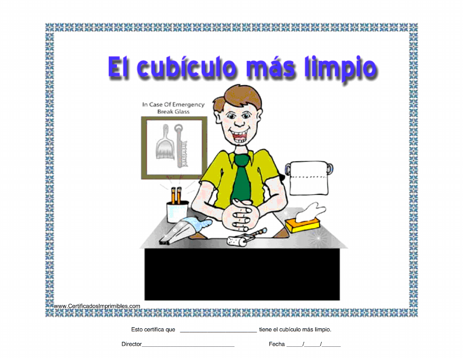 El Cubiculo Más Limpio Certificado - Spanish Document