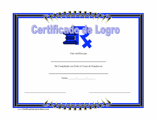 Document preview: Certificado De Logro - Spain (Spanish)
