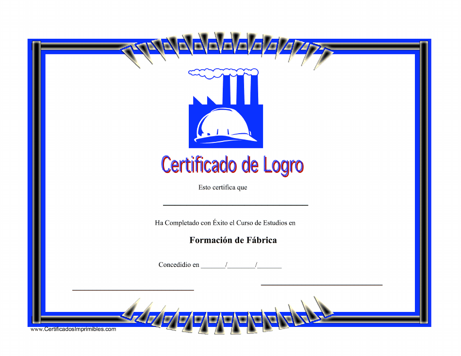 Certificado de logro - Formación de fábrica (Certificado de logro en la formación de fábrica)