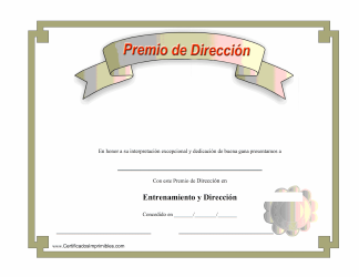 &quot;Premio De Direccion Certificado&quot; (Spanish)