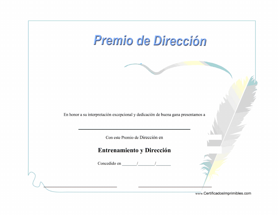 Entrenamiento y dirección premio certificado - Plantilla
