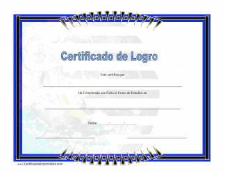 Document preview: Certificado De Logro - Azul Y Negro (Spanish)