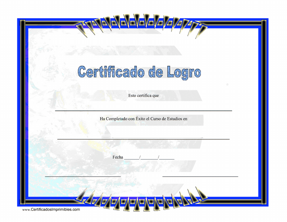 Patrón azul y negro del certificado de logro (Certificado De Logro - Azul Y Negro - Spanish)