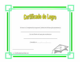 Document preview: Certificado De Logro - Verde (Spanish)