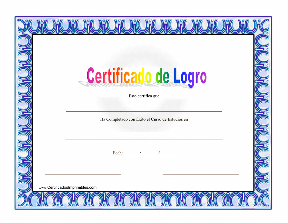 Certificado De Logro - Vistoso (Spanish), Page 1