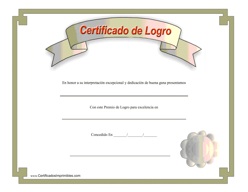 Certificado De Logro (Spanish) Download Pdf