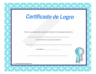 Document preview: Certificado De Logro - Azul Y Morado (Spanish)