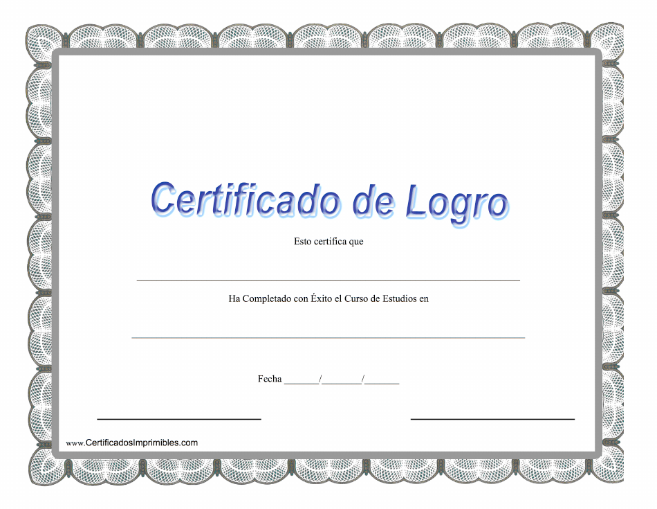 Certificado De Logro - Completado Con Exito El Curso De Estudios - Grey (Spanish), Page 1