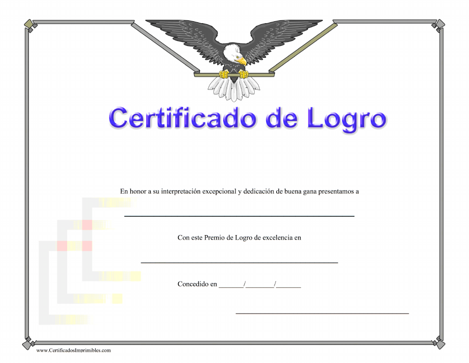 Certificado de logro - Pájaro (Spanish)