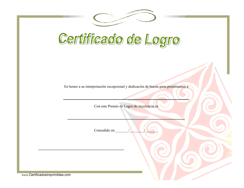Certificado De Logro - Verde Y Rojo (Spanish) Download Pdf