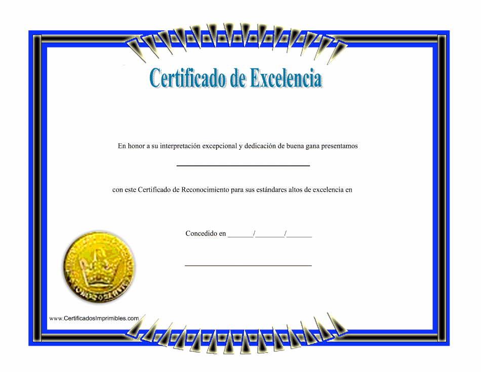 Certificado De Excelencia (Spanish), Page 1
