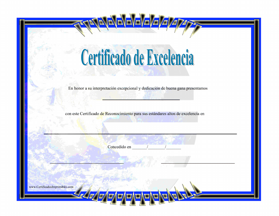 Certificado de Excelencia - Planeta (Spanish)