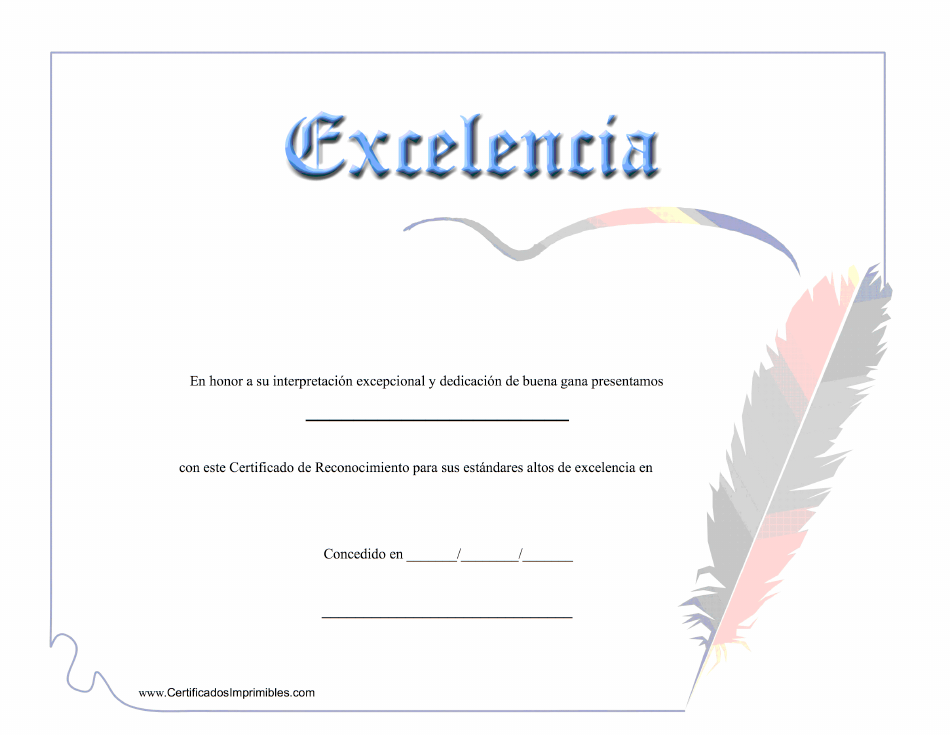 Certificado De Excelencia - Blue - Spain (Spanish) Template