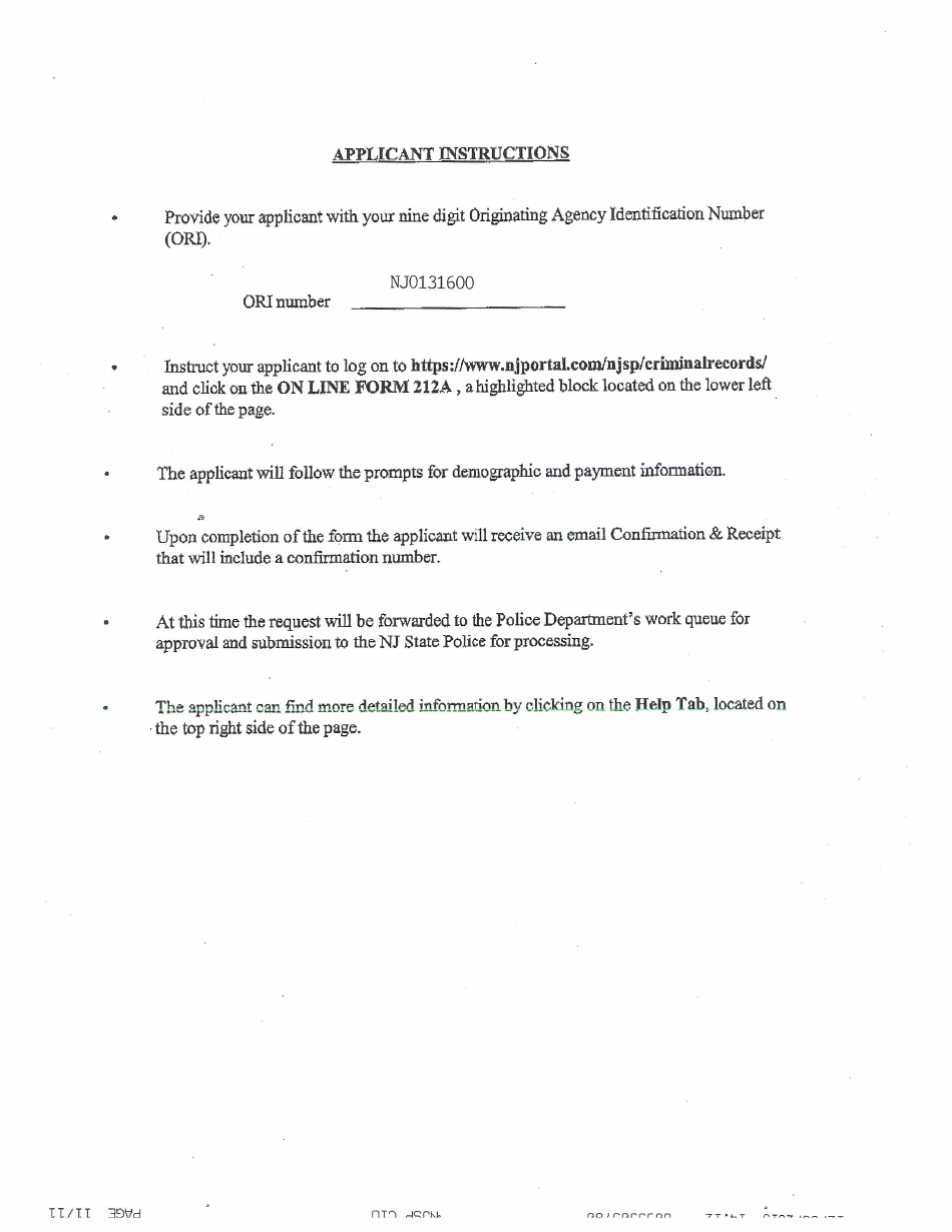 Township of Freehold, New Jersey Firearms Applications Fill Out, Sign