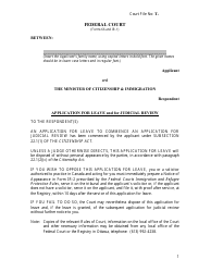 Document preview: Form 66 (IR-1) Application for Leave and for Judicial Review - Canada