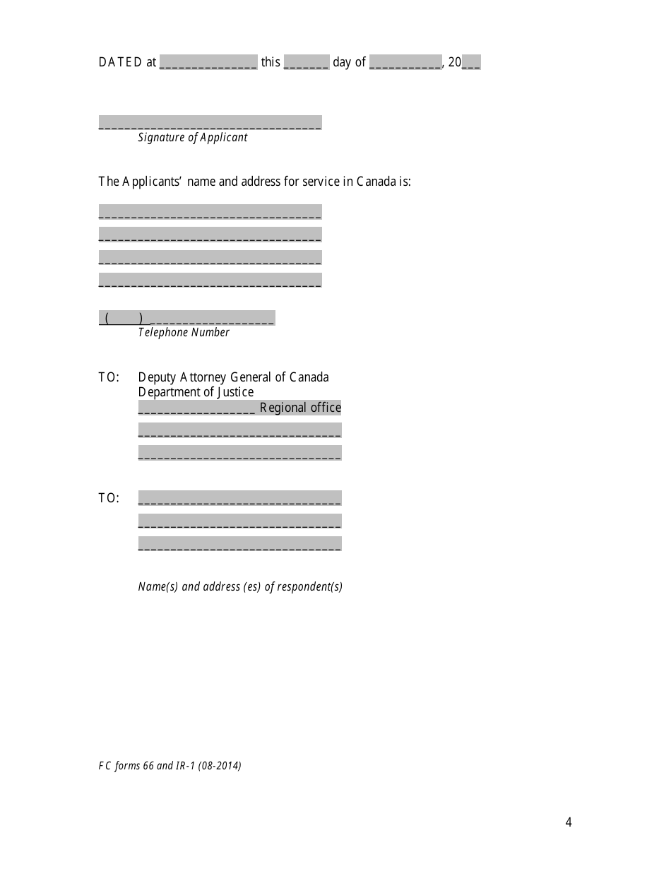Form 66 (IR-1) Application for Leave and for Judicial Review - Canada, Page 4