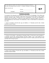 Form E-7 &quot;Affidavit of Heirs&quot; - Florida