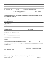 Form E-7 &quot;Affidavit of Heirs&quot; - Florida, Page 3