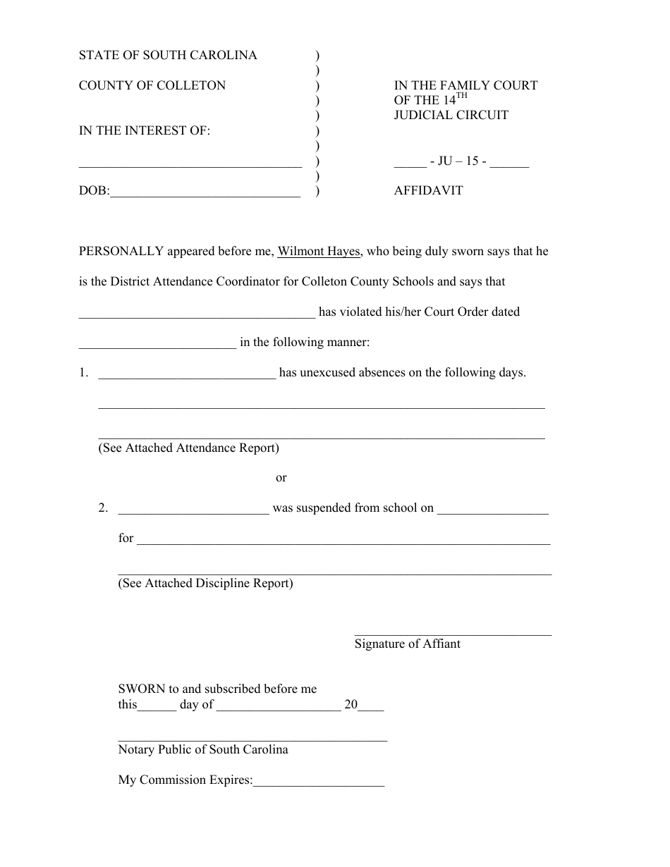 Checklist for Submitting Contempt of Court / Rule to Show Cause - Petition (School District of Colleton County) - County of Colleton, South Carolina, Page 4