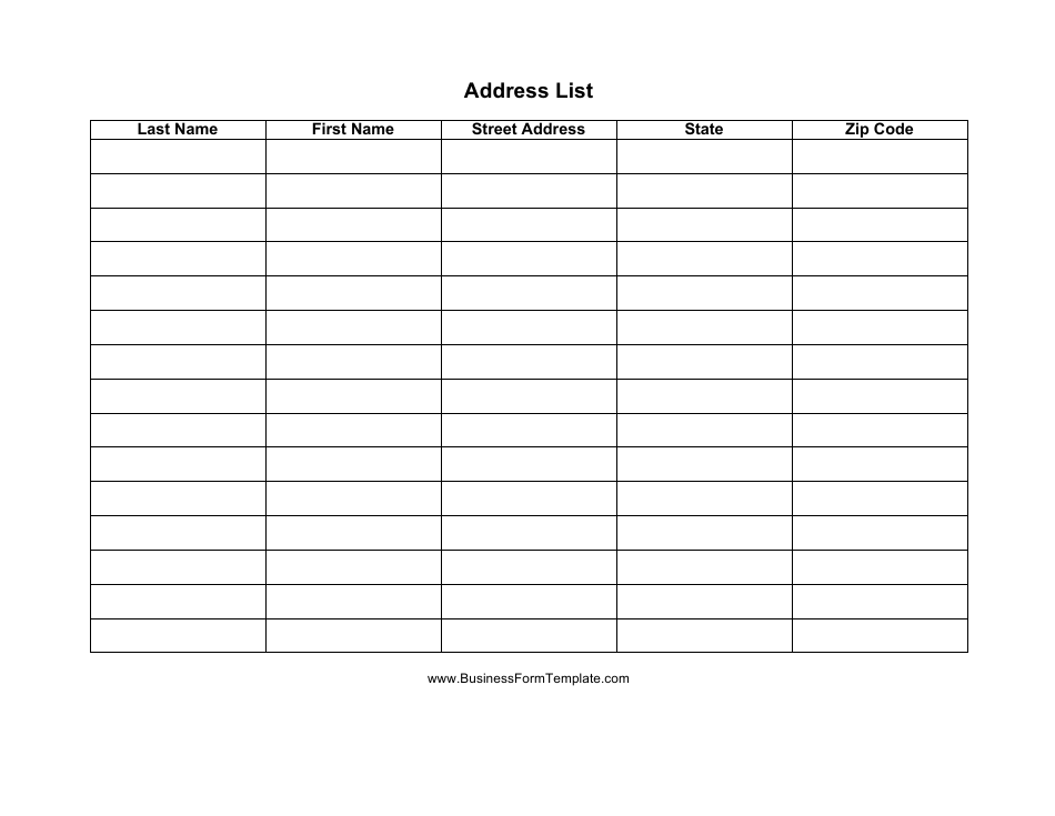 Address List Template - Free Sample, Example, and Format