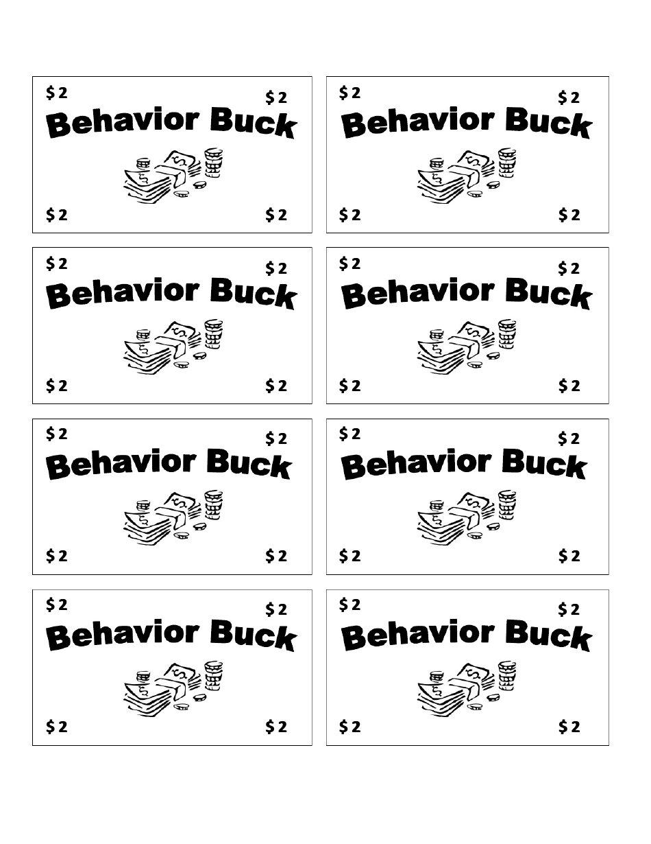 Two Behavior Bucks Templates Download Printable PDF Templateroller