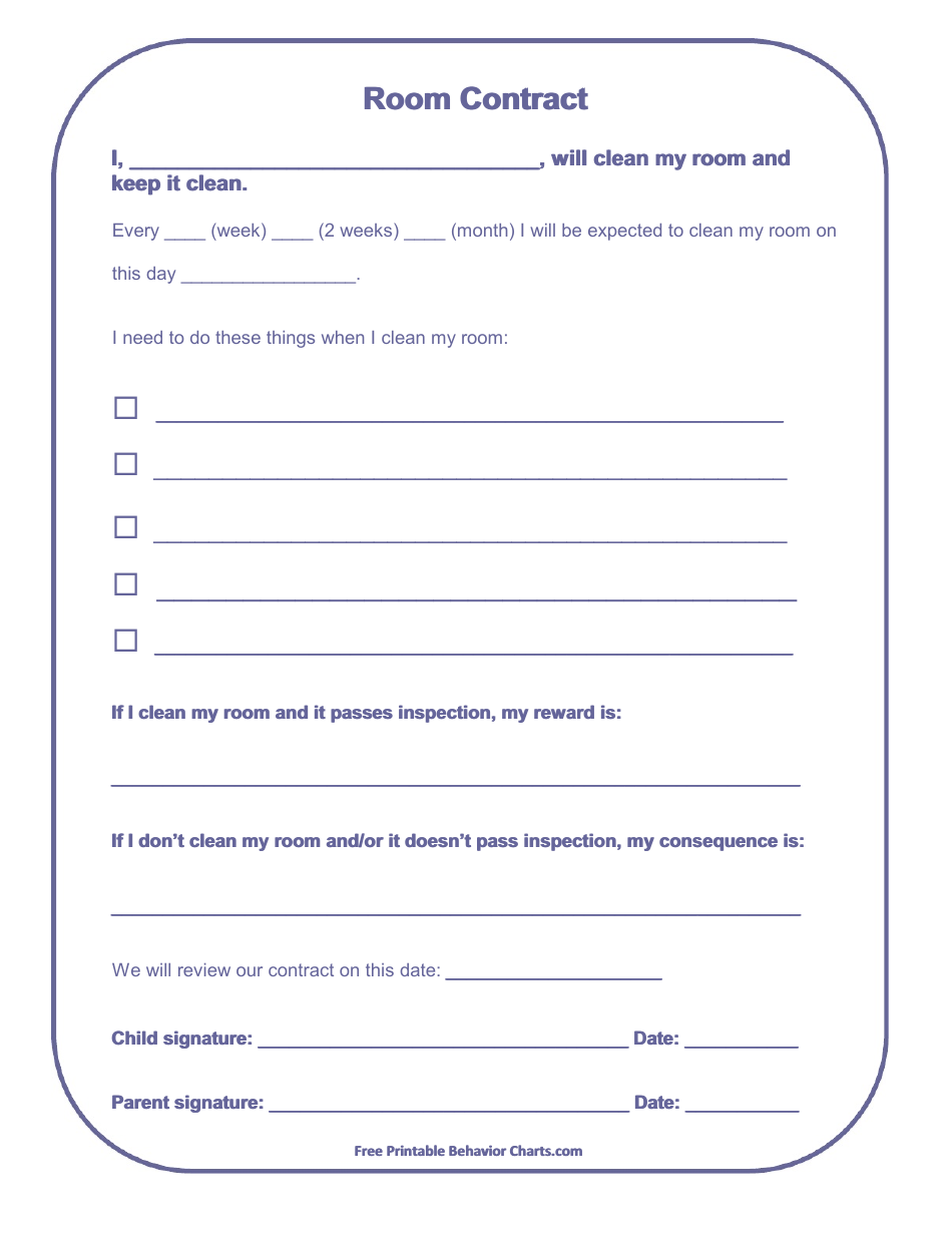 Room Contract Template, Page 1