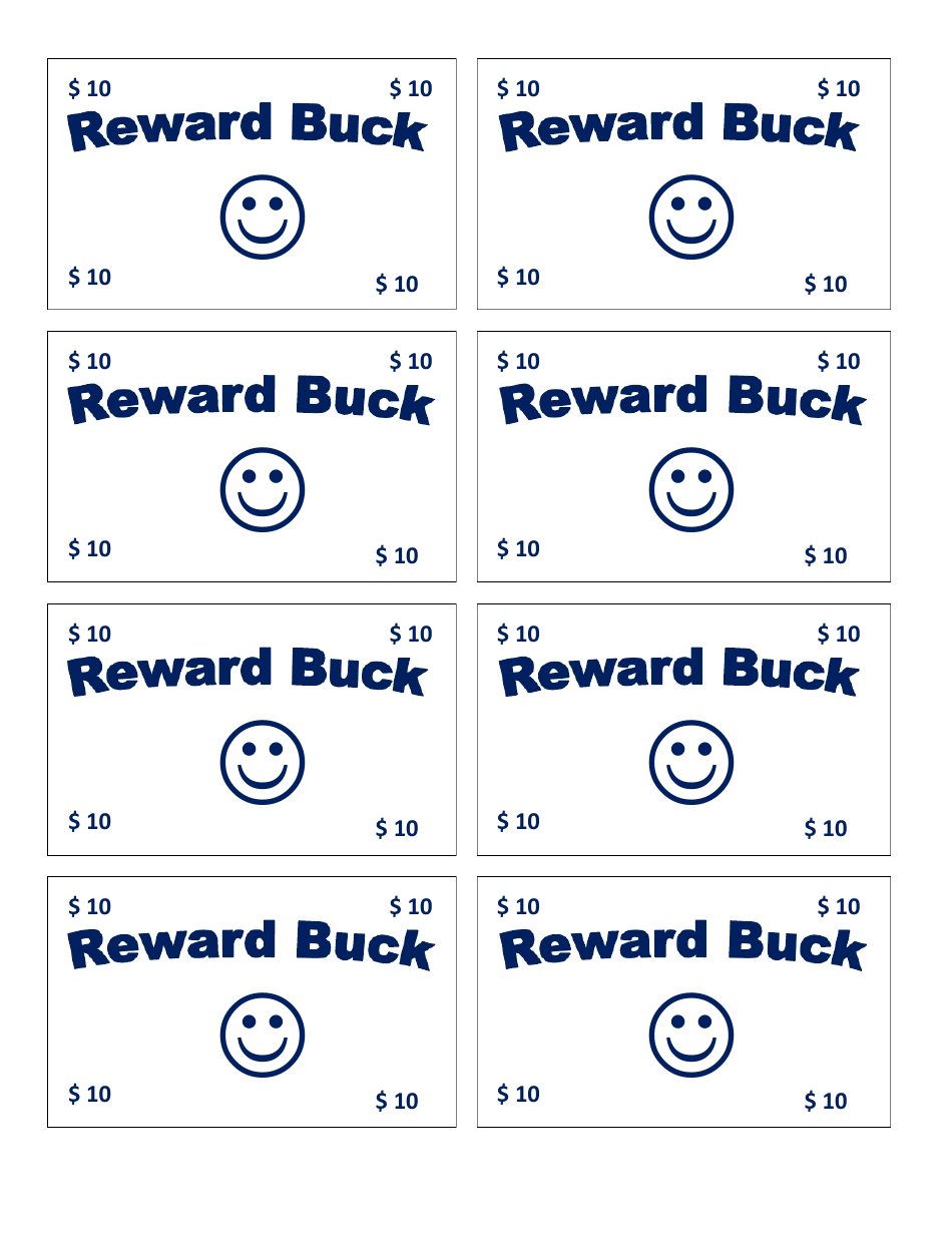 Ten Reward Buck Template Download Printable PDF Templateroller