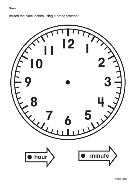 Paper Clock Template With Hands