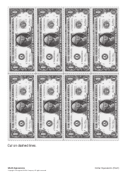 &quot;One Dollar Bill Templates, Dollar Equivalents Chart - One Dollar Bills and Cents&quot;