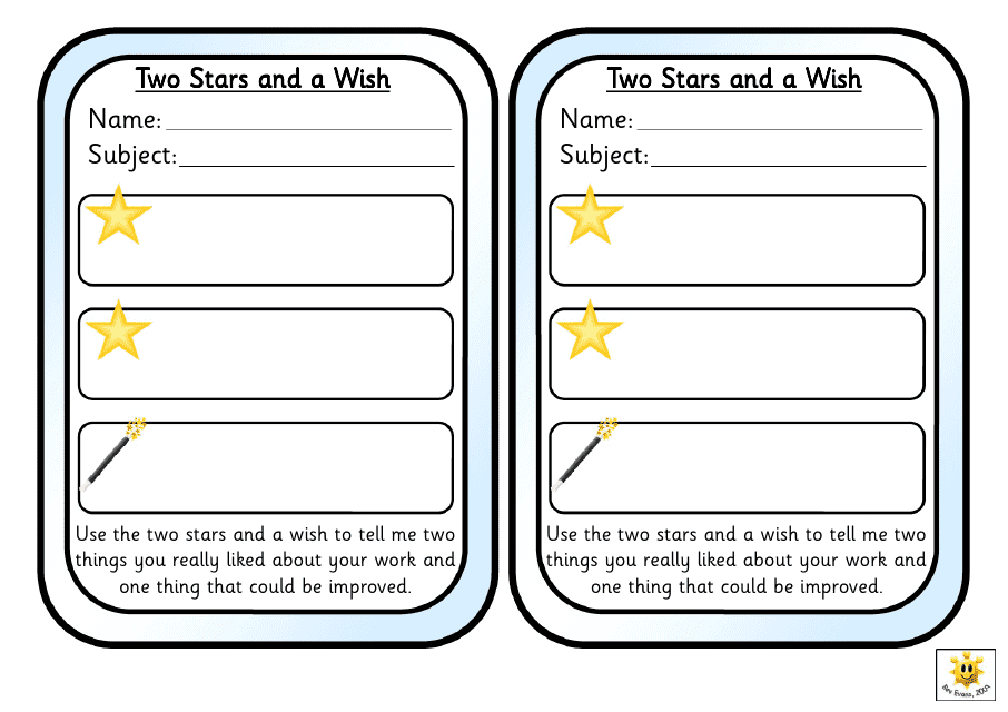 Two Stars and Commendations Sheet Template - Preview Image