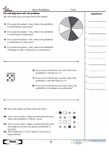 Basic Probability Worksheet With Answer Key