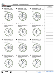 Document preview: Determining Spinner Probability Worksheet With Answer Key