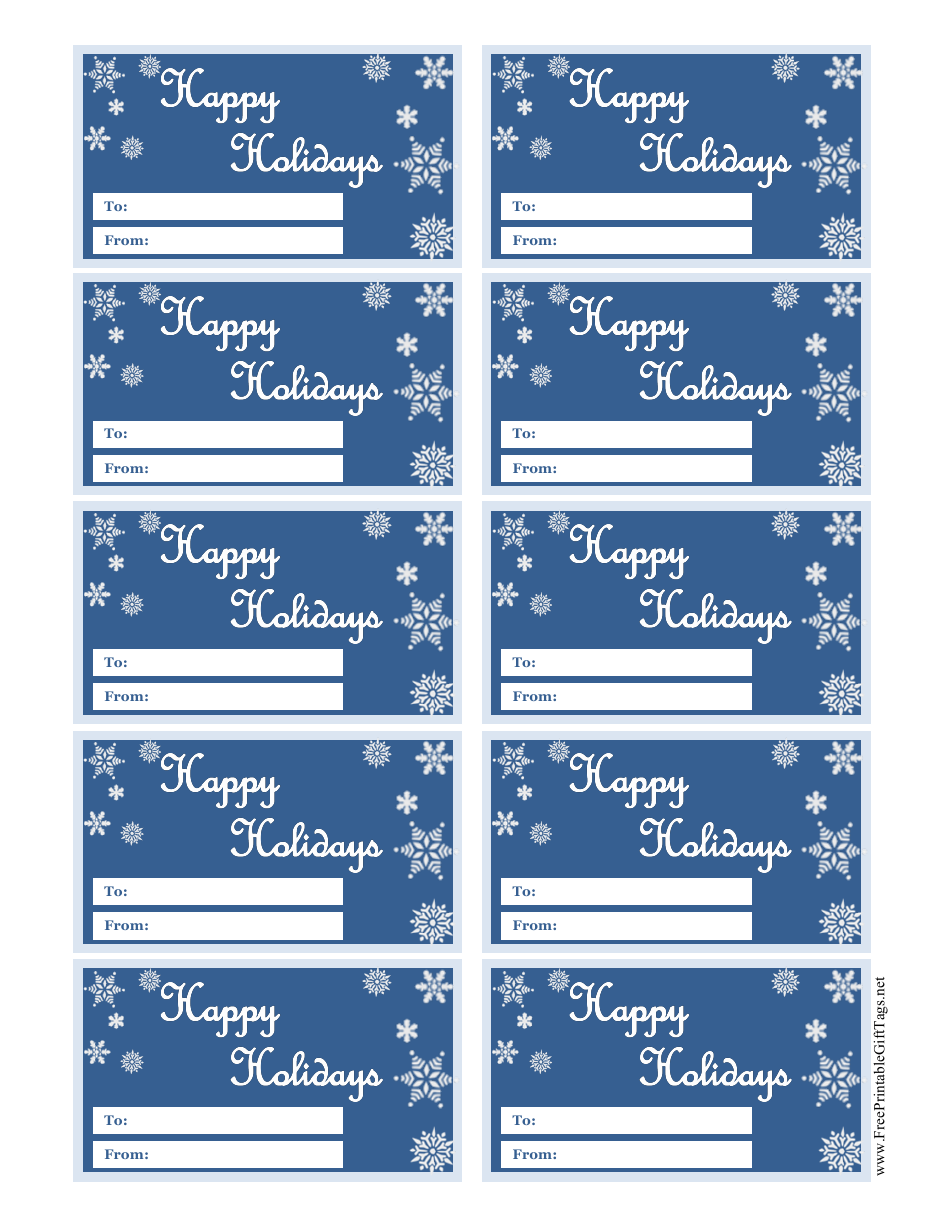 Happy Holidays Gift Tag Templates - Snowflakes