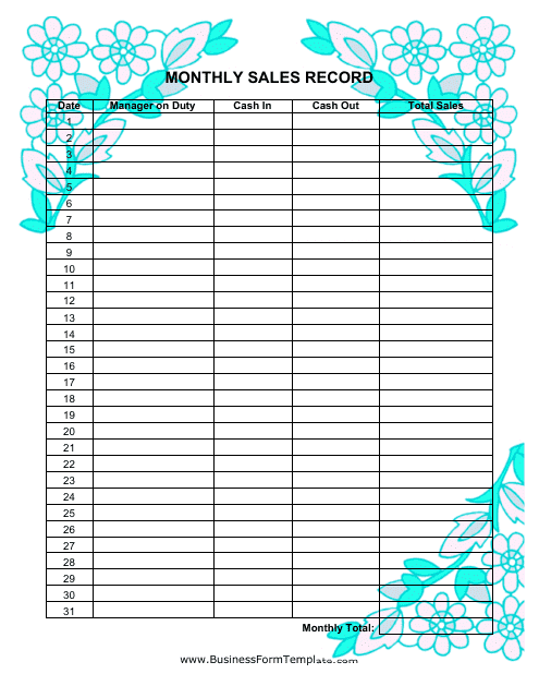 &quot;Monthly Sales Record Spreadsheet Template - Farm Store&quot; Download Pdf