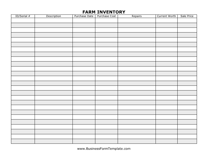 Farm Inventory Speadsheet Farmers Spreadsheet Inventory List